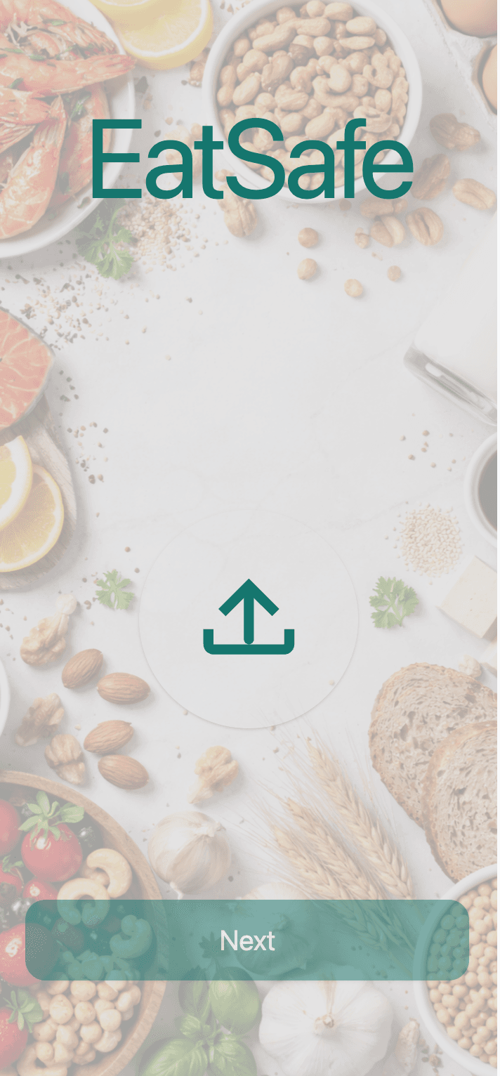 EatSafe initial landing screen